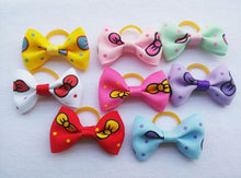 Load image into Gallery viewer, (100 pieces/lot) Cute Ribbon Pet Grooming Accessories Handmade Small Dog Cat Hair Bows With Elastic Rubber Band 121 Colors
