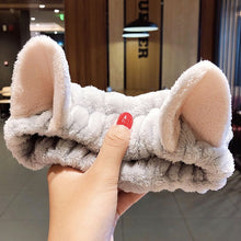 Load image into Gallery viewer, Wash Face Hair Holder Hairbands Soft Warm Coral Fleece Bow Animal Ears Headband For Women Girls Turban Fashion Hair Accessories