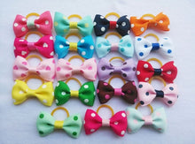 Load image into Gallery viewer, (100 pieces/lot) Cute Ribbon Pet Grooming Accessories Handmade Small Dog Cat Hair Bows With Elastic Rubber Band 121 Colors

